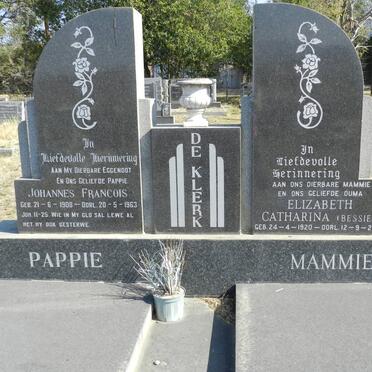 KLERK Johannes Francois, de 1908-1963 &amp; Elizabeth Catharina 1920-2002
