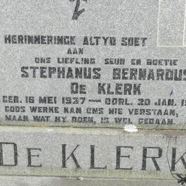 KLERK Stephanus Bernardus, de 1937-1953