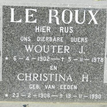 ROUX Wouter J., le 1902-1978 &amp; Christina H. VAN EEDEN 1906-1990