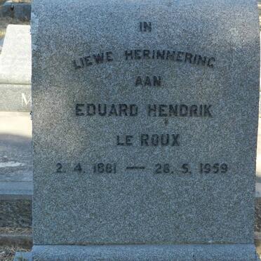 ROUX Eduard Hendrik, le 1881-1959