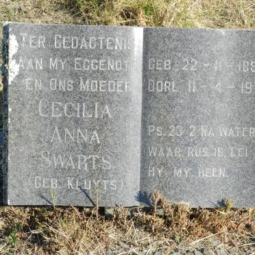 SWARTS Cecilia Anna nee KLUYTS 1889-1971
