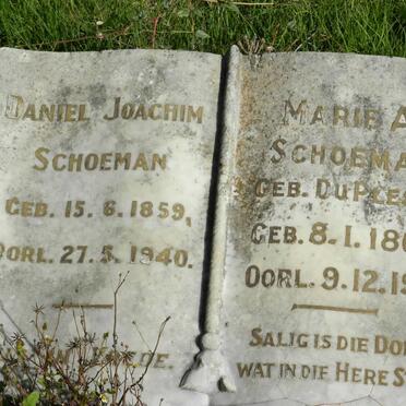 SCHOEMAN Daniel Joachim 1859-1940 &amp; Marie A.C. DU PLESSIS 1862-1943