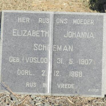 SCHOEMAN Elizabeth Johanna nee VOSLOO 1907-1968