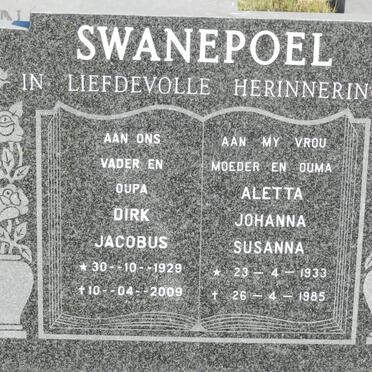 SWANEPOEL Dirk Jacobus 1929-2009 &amp; Aletta Johanna Susanna 1933-1985