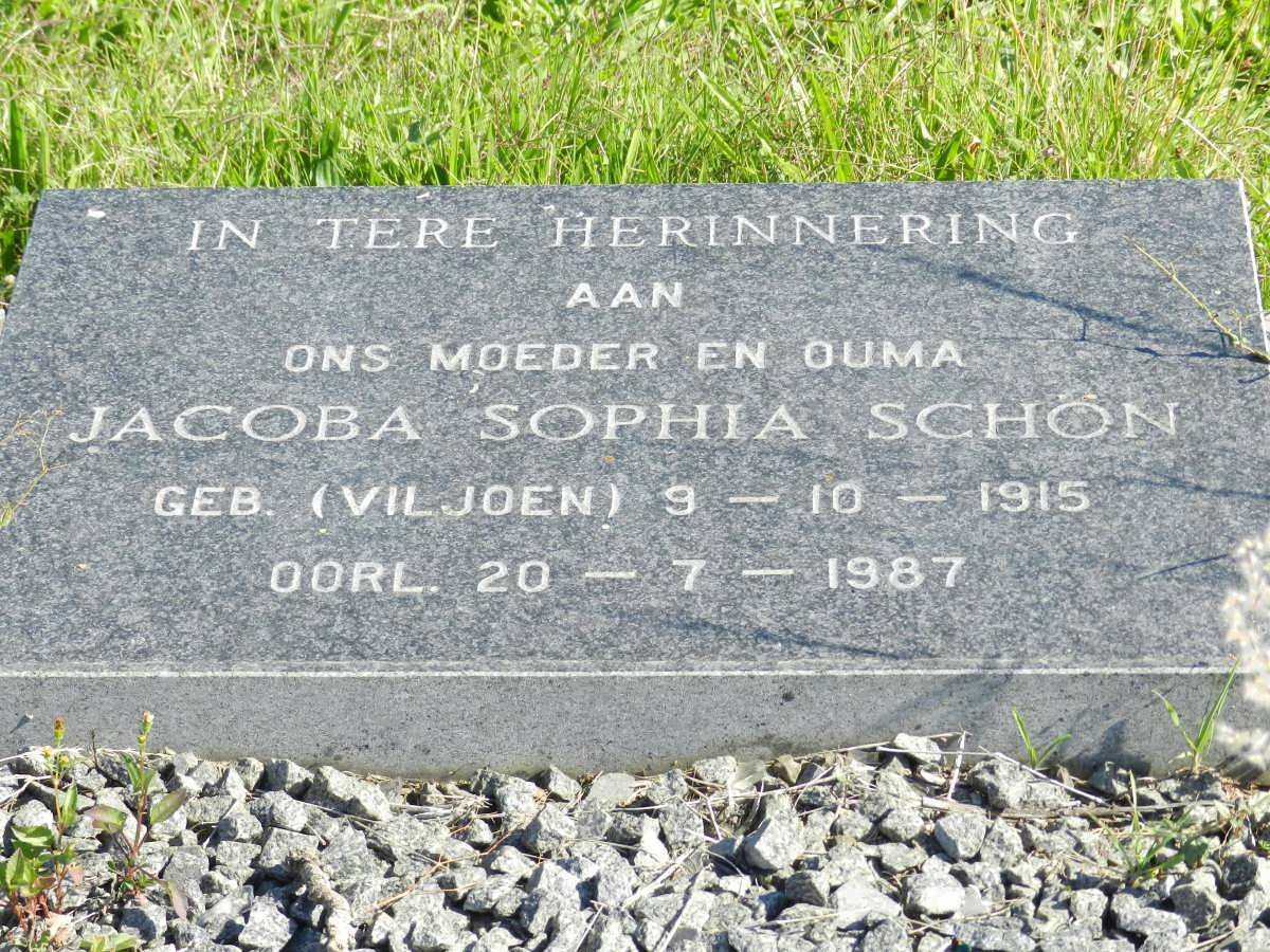 SCHÖN Jacoba Sophia nee VILJOEN 1915-1987