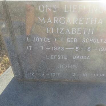 SMITH John 1917-1994 &amp; Margaretha Elizabeth SCHOLTZ 1923-1993 
