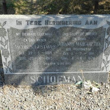 SCHOEMAN Jacobus Gustavus 1884-1963 &amp; Johanna Margaretha RISCHBIETER 1911-1978