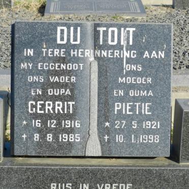TOIT Gerrit, du 1916-1985 &amp; Pietie 1921-1998