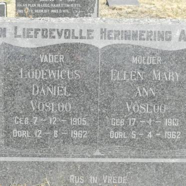 VOSLOO Lodwicus Daniël 1905-1962 &amp; Ellen Mary Ann 1913-1962