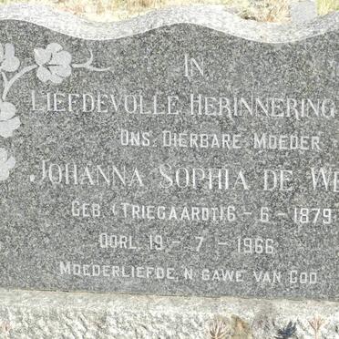 WET Johanna Sophia, de nee TRIEGAARDT 1879-1966