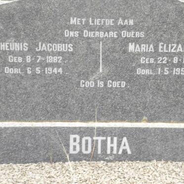 BOTHA Theunis Jacobus 1882-1944 &amp; Maria Elizabeth J. 1885-1953