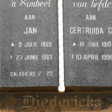 DIEDERICKS Jan 1909-1983 &amp; Gertruida C. 1910-1996