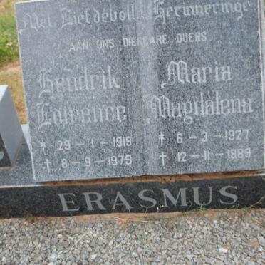ERASMUS Hendrik Loirence 1919-1979 &amp; Maria Magdalena 1927-1989