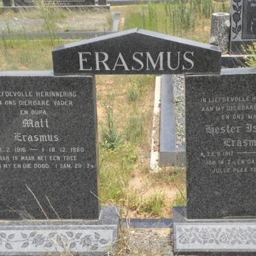 ERASMUS Matt 1916-1980 &amp; Hester Isabella 1917-1974