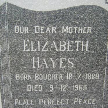 HAYES Elizabeth nee BOUCHER 1888-1965