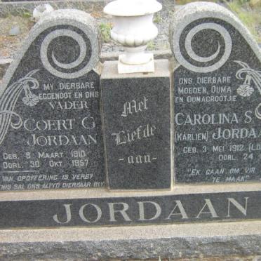 JORDAAN Coert G. 1910-1957 &amp; Carolina S. LOMBARD 1912-1998