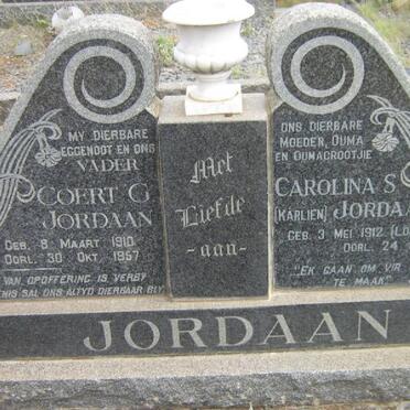 JORDAAN Coert G. 1910-1957 &amp; Carolina S. LOMBARD 1912-1998