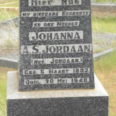 JORDAAN Johanna A.S. nee JORDAAN 1883-1948