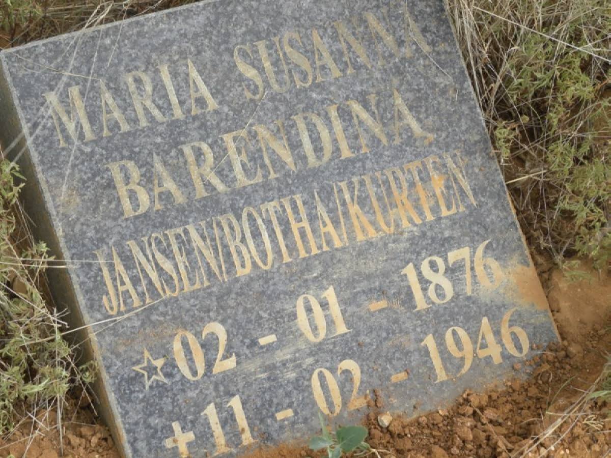 KURTEN Maria Susanna Barendina previously JANSEN and BOTHA 1876-1946