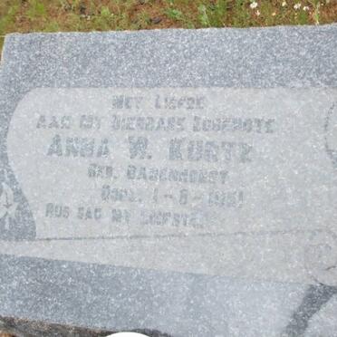 KURTZ Anna W. nee BADENHORST -1951