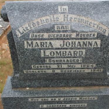 LOMBARD Maria Johanna nee SCHRAADER 1884-1941