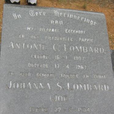 LOMBARD Antonie C. 1907-1967 &amp; Johanna S. 1904-1980