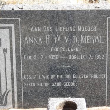 MERWE Anna H.W., v.d. nee POLLARD 1858-1952