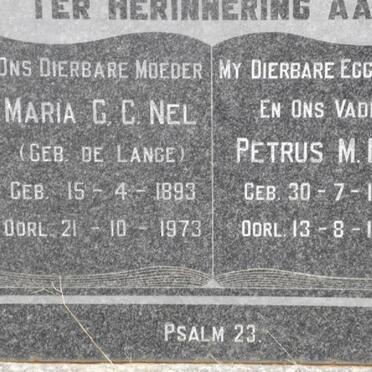 NEL Petrus M. 1879-1957 &amp; Maria G.C.DE LANGE 1893-1973
