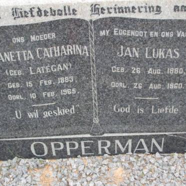 OPPERMAN Jan Lukas 1880-1960 &amp; Jeanetta Catharina LATEGAN 1883-1965