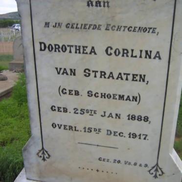 STRAATEN Dorothea Corlina, van nee SCHOEMAN 1888-1917