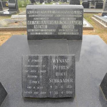 SCHRAADER J.B. 1886-1958 &amp; M.E. AUCAMP 1891-1982 :: SCHRAADER Wynand Petrus 1921-1988