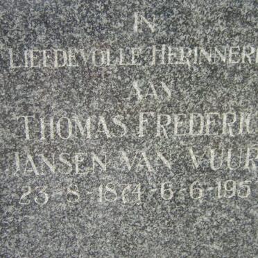 VUUREN Thomas Frederick, Jansen van 1874-1957  