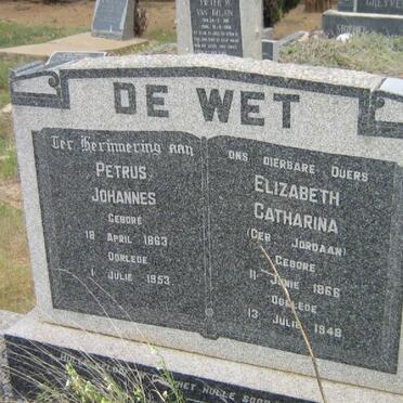 WET Petrus Johannes, de 1863-1953 &amp; Elizabeth Catharina JORDAAN 1866-1948