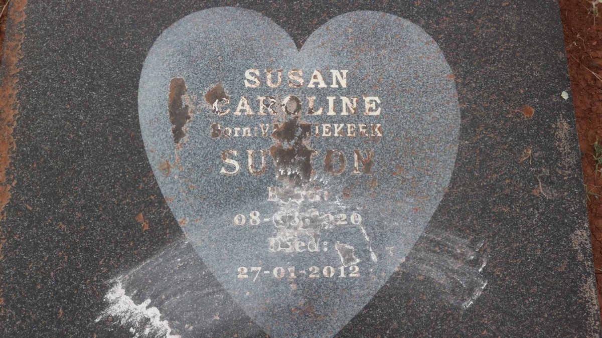 SUTTON Susan Caroline nee VAN NIEKERK 1920-2012