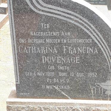 DUVENAGE Catharina Francina nee SMITH 1880-1952
