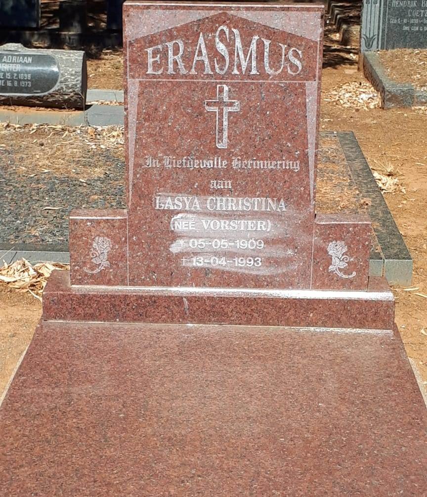 ERASMUS Lasya Christina nee VORSTER 1909-1993