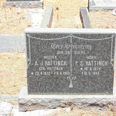 HATTINGH P.S. 1874-1940 &amp; A.J. HATTINGH 1872-1969