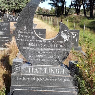 HATTINGH Johannes J. 1906-1996 &amp; Hester M. J. BOSHOFF 1906-1984