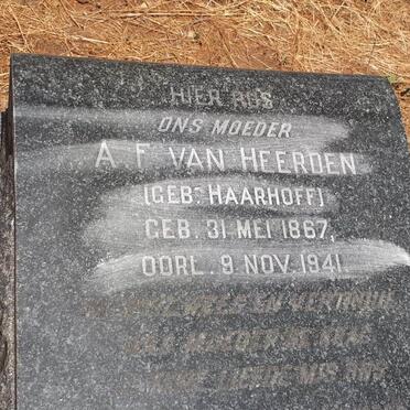 HEERDEN A.F., van nee HAARHOFF 1867-1941