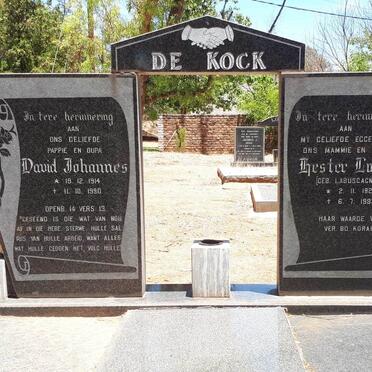KOCK David Johannes, de 1914-1990 &amp; Hester Lucia LABUSCAGNE 1921-1983
