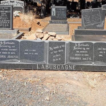LABUSCAGNE Hendrik Josefus 1919-1991 &amp; Susanna  van Zyl  ROELOFSE 1921-