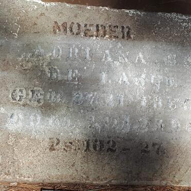 LANGE Adriana S., de 18?5-1965