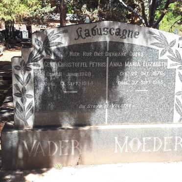 LABUSCAGNE Gert Christoffel Petrus 1868-1944 &amp; Anna Maria Elizabeth 1870-1945