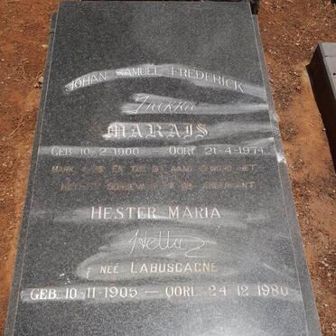 MARAIS Johan Samuel Frederick 1900-1974 &amp; Hester Maria LABUSCAGNE 1905-1980