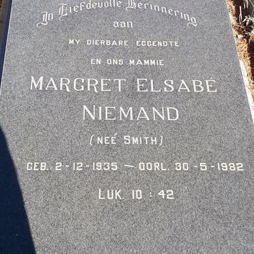 NIEMAND Margret Elsabé nee SMITH 1935-1982