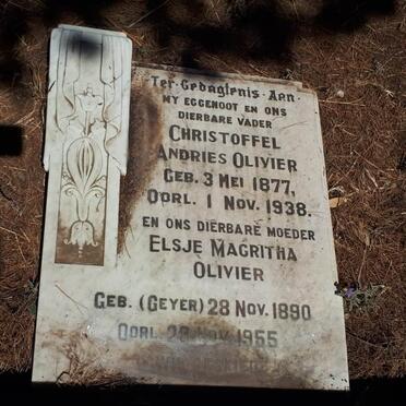 OLIVIER Christoffel Andries 1877-1938 &amp; Elsje Magritha GEYER 1890-1955