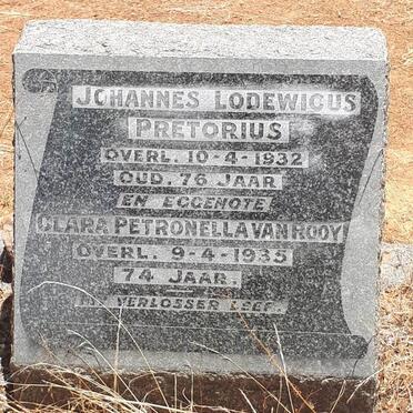 PRETORIUS Johannes Lodewicus -1932 &amp; Clara Petronella VAN ROOY -1935