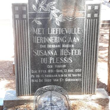 PLESSIS Susanna Hester, du nee KRUGER 1891-1958