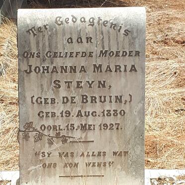 STEYN Johanna Maria nee DE BRUIN 1880-1927
