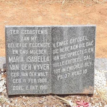 VYVER Maria Isabella, van der nee VAN DER WALT 1908-1961